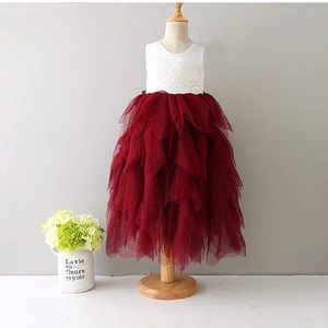 Toddler lace formal red dress holiday wedding 3t and 5t